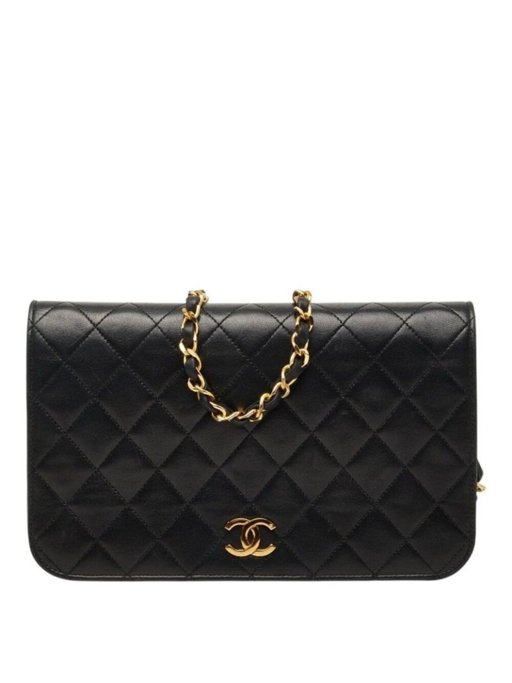Chanel CC Logo Quilted Crossbody Chain Shoulder Bag Black Lambskin